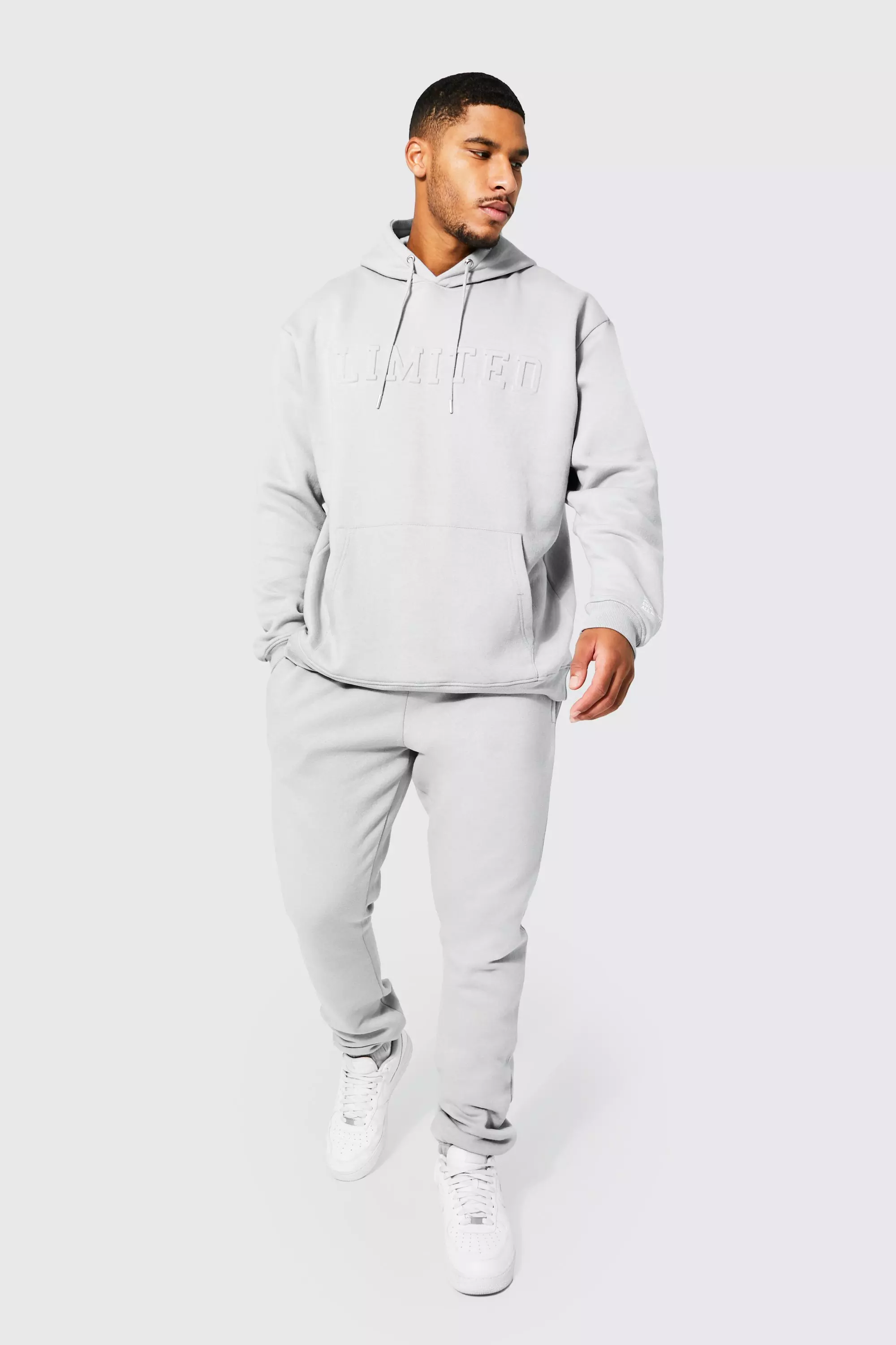 Plain grey hot sale tracksuit mens